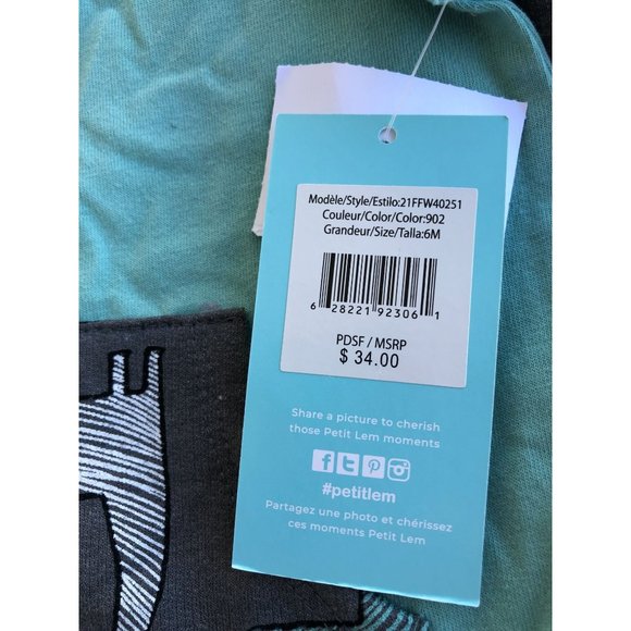 PL:Baby Romper Coverall 2 Pc Set Dark Grey/Teal Dinosaur Design 6M - Picture 12 of 12